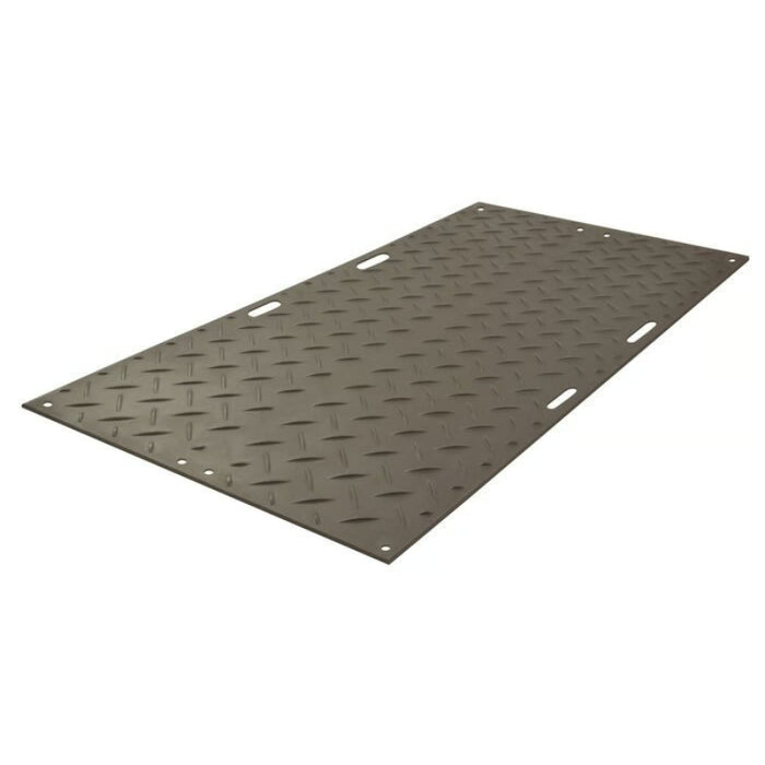 Versamat® Ground Protection Mat - 4' W x 8' L - Hand Holes - Added Tread Both Sides - Black