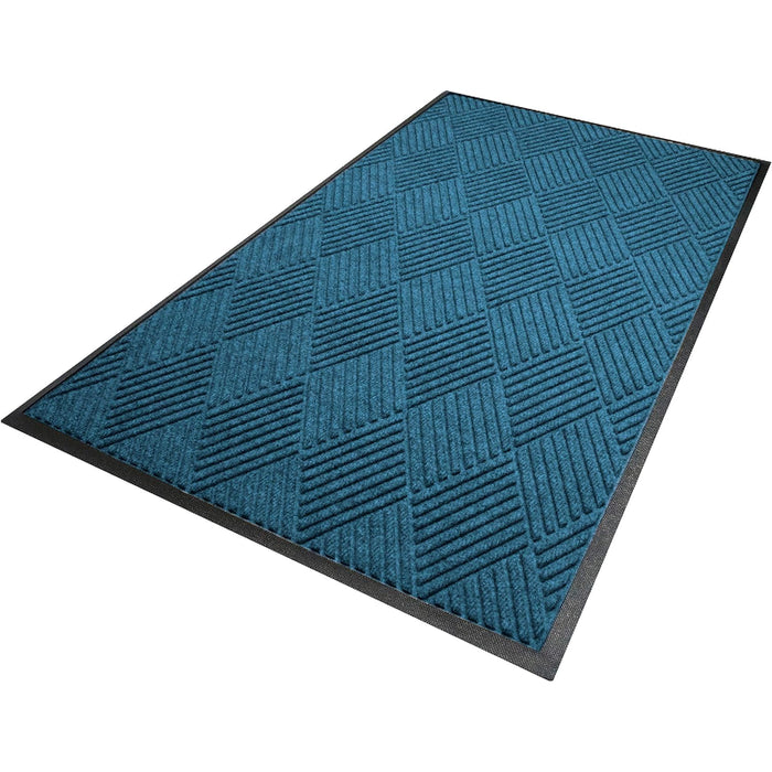 WaterHog® Max Diamond Scraper Classic Border Entrance Mat with Smooth Backing - 2295 Series - Indigo