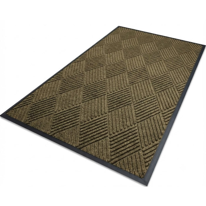 WaterHog® Max Diamond Scraper Classic Border Entrance Mat with Smooth Backing - 2295 Series - Khaki