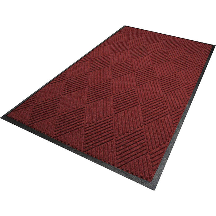 WaterHog® Max Diamond Scraper Classic Border Entrance Mat with Smooth Backing - 2295 Series - Maroon