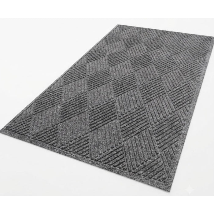 WaterHog® Max Diamond Scraper Fashion Border Entrance Mat with Smooth Backing - 2297 Series - Grey Ash